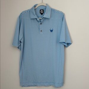 FJ FootJoy Blue and White Striped Golf Shirt